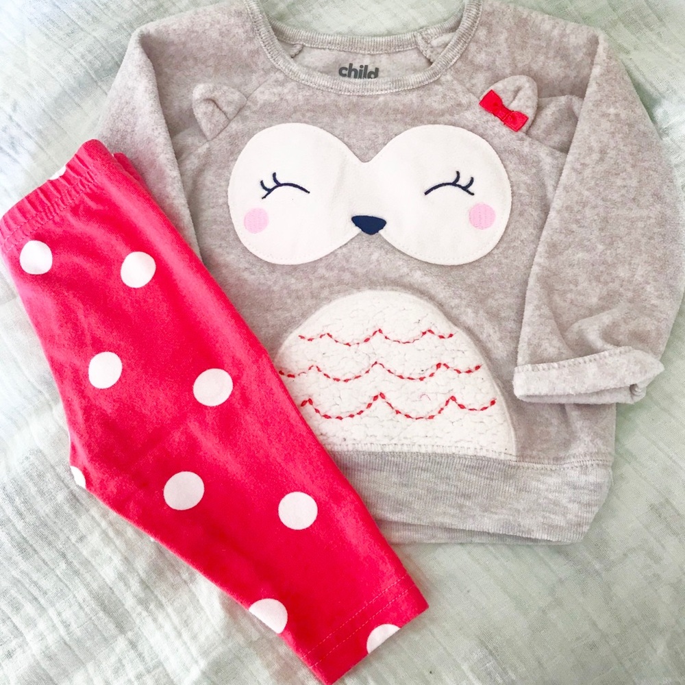 Sweet owl sweater and polka dot leggings